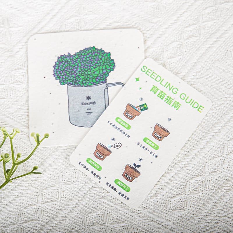 100% Recycled Paper Eco-Friendly Plantable Seed Cards Custom Seeds Paper Cards