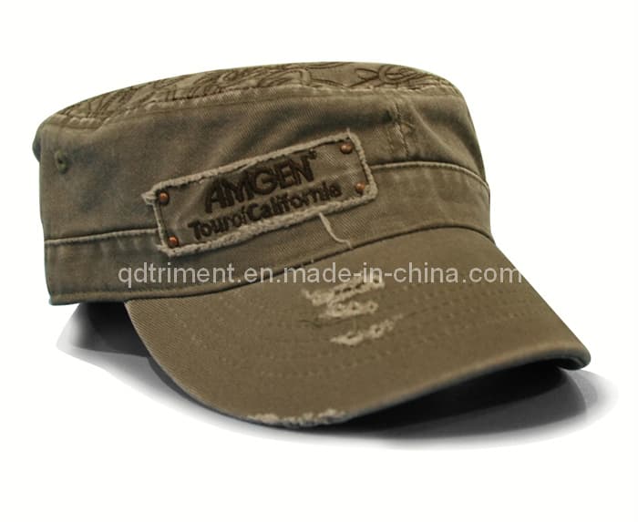 Grinding Washed Applique Embroidery Leisure Cap (TRM015)