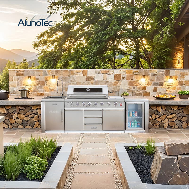 Deep Stainless Sink with Pull-out Faucet Gas Grills Charcoal Grill