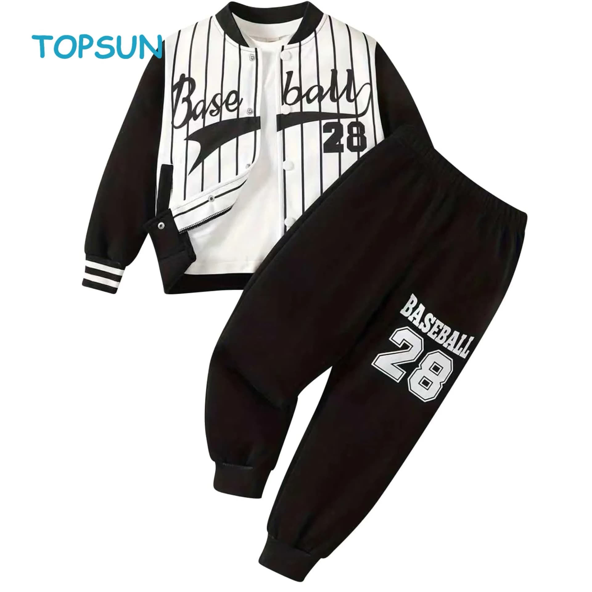 Boys Sweatsuits 2 Piece Letter Printed Long Sleeve Varsity Jackets and Jogger Sweatpants Outfits 4-12y