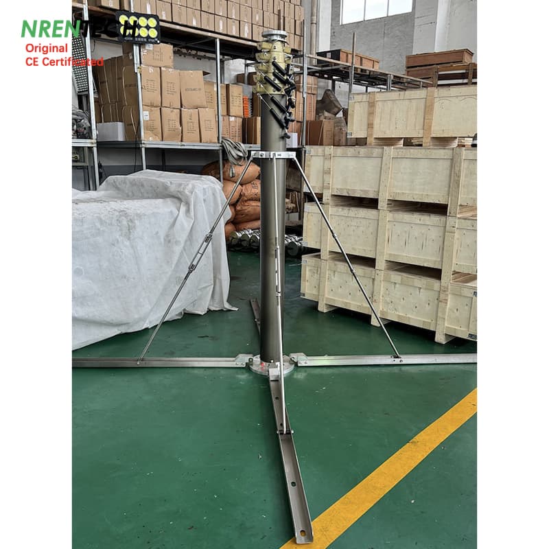 8m Lockable Portable Pneumatic Telescoping Mast Tower 50kg Payloads-Quadpod Bracket Mast