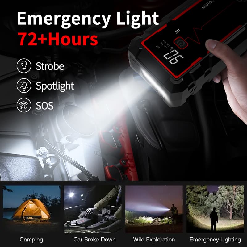Multi-Function Emergency Jump Starter Backup Power Bank for Car Portable Car Battery Booster