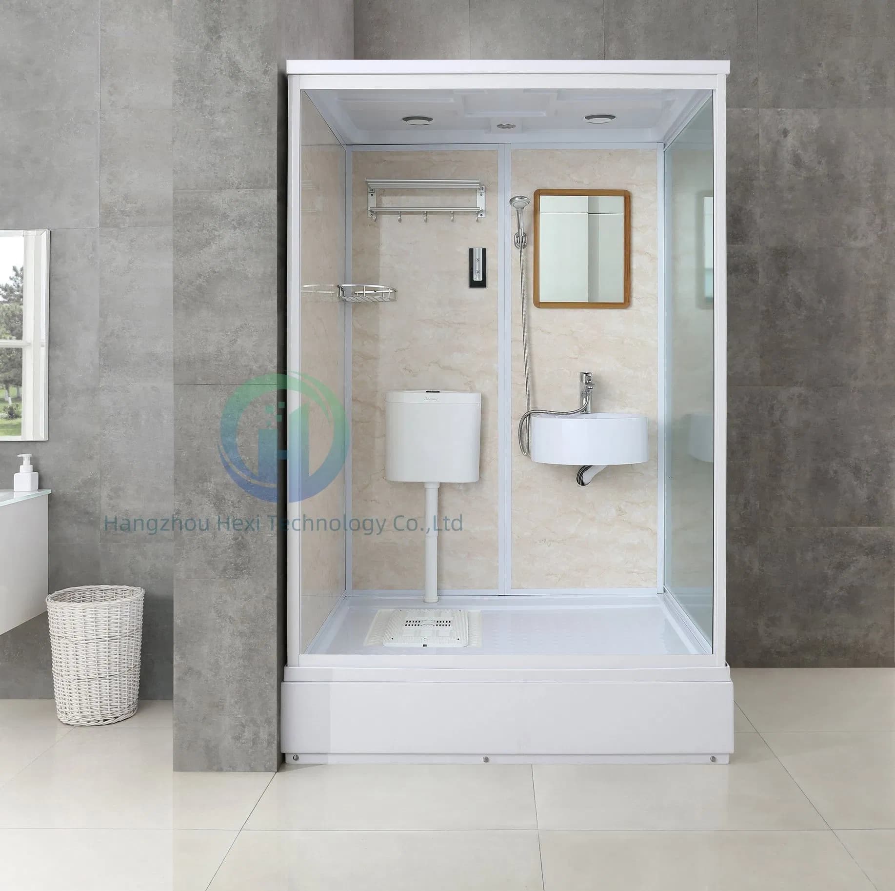 Modern Stylish White Prefab Bathroom with Squat Toilet for Shower