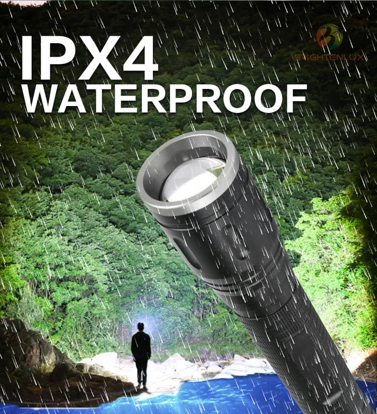 Brightenlux 2023 High Bright Waterproof 6*AA Battery Powered 3 Modes Light Portable Zoomable LED Flashlight with Clip