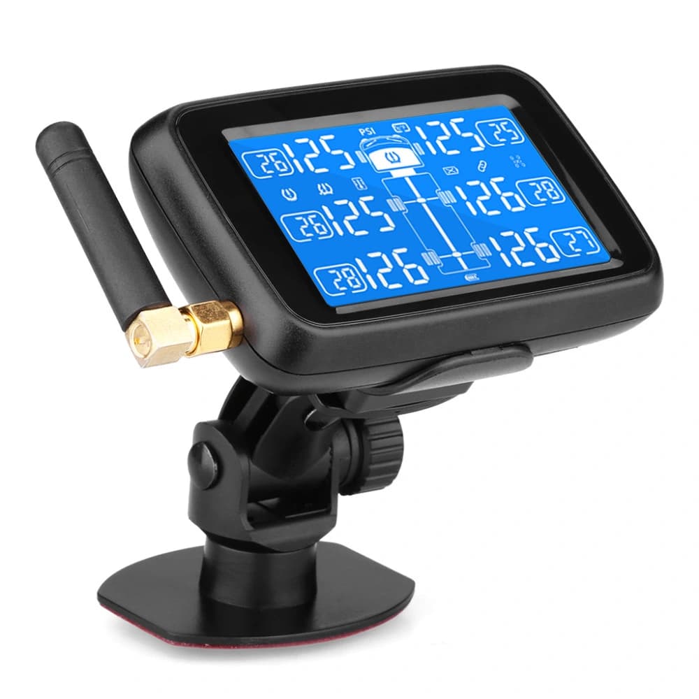 Auto Truck TPMS Car Wireless Tire Pressure Monitoring System with 6 External Sensors Replaceable Battery LCD Display