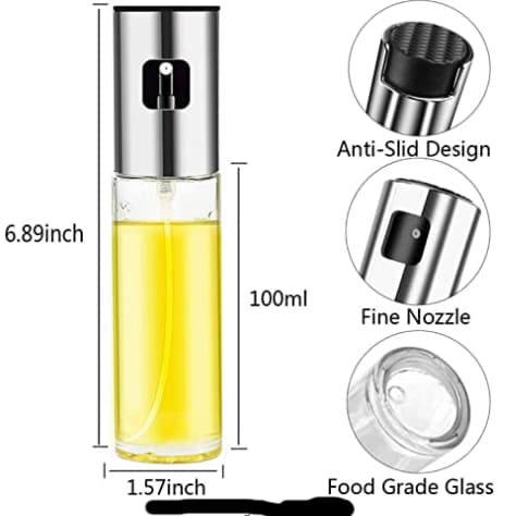 Premium Stainless Steel Olive Oil Sprayer Glass Bottle Oil Dispenser for Kitchen Use