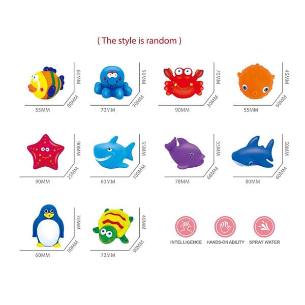 Hot Sale of New Soft Rubber Toys for Farm Marine Animals, Water-Spraying, Soft Rubber Infant and Children's Bath and Bathroom Water Play Toys Wholesale