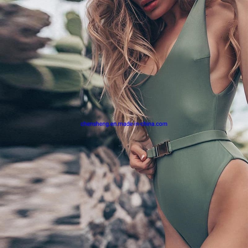 Sexy One Piece Swimsuit Women High Cut Backless Swimwear