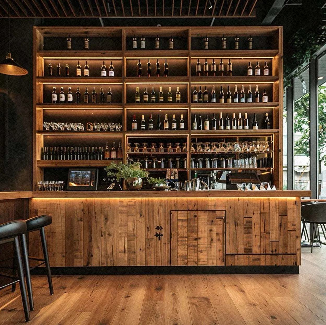 Elegant Wooden Bar Counter with Storage Wine Cellar Wine Cabinet