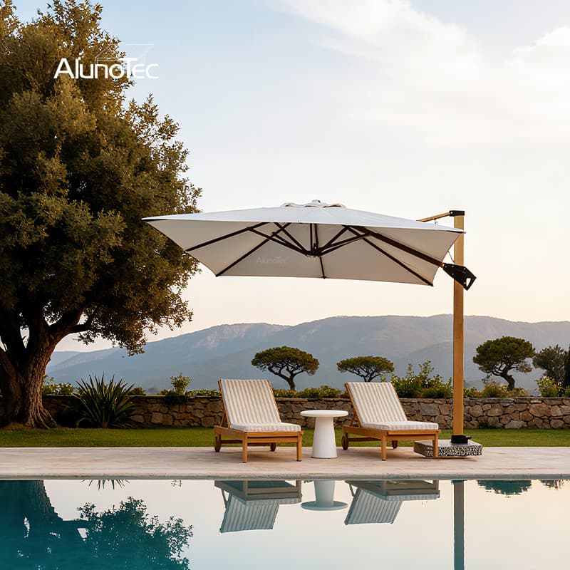 Parasol Cantilever Umbrella 3X4m Wide Coverage Outdoor Umbrella for Restaurant Seating Pool Deck Resort Lounge