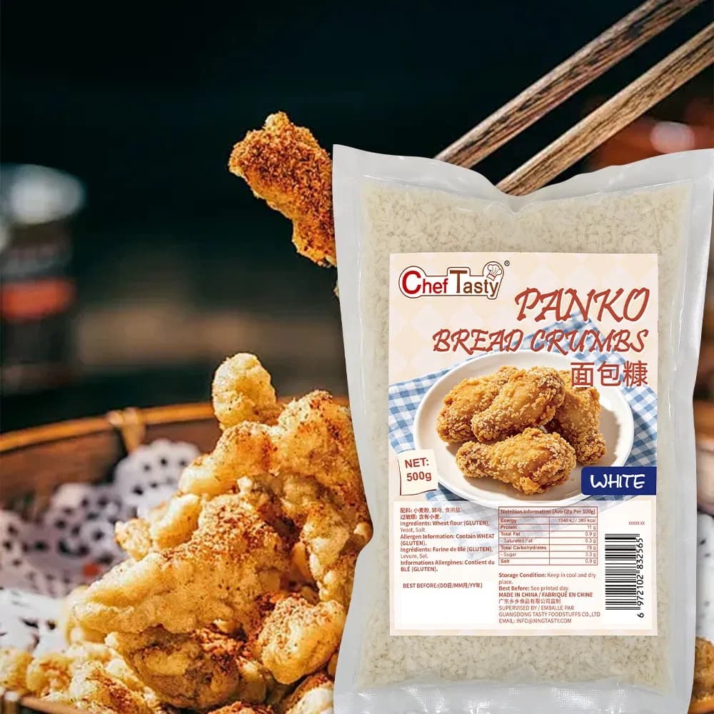 Manufacture Crispy Fried Pork Strips 500g White Color Flour Bread Crumbs Panko