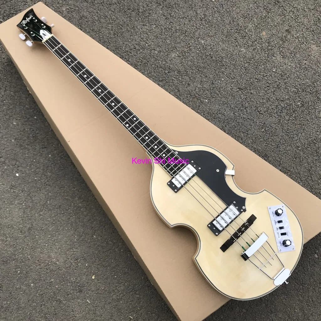 Natural Hofner Violin Bass Hofner Bb2 Electric Bass Flame Maple Body Hofner Bb2 Bass in Stock Hofner Bass Guitar
