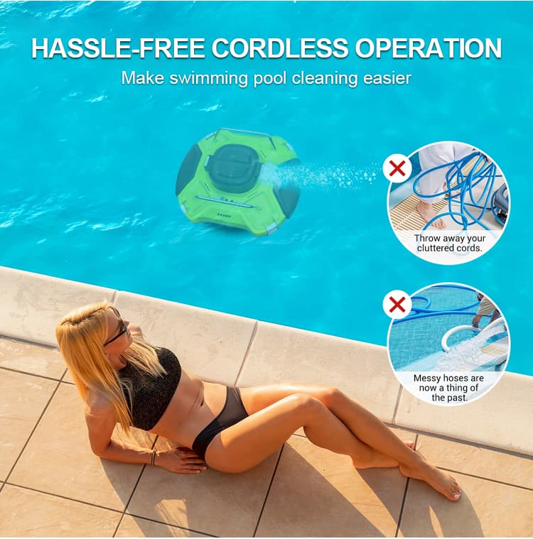 Cordless Robotic Pool Cleaner, Pool Vacuum Cleaner Lasts 120 Mins, with Self-Parking Technology LED Indicator, Automatic Pool Cleaners Ideal for Above/in-Ground