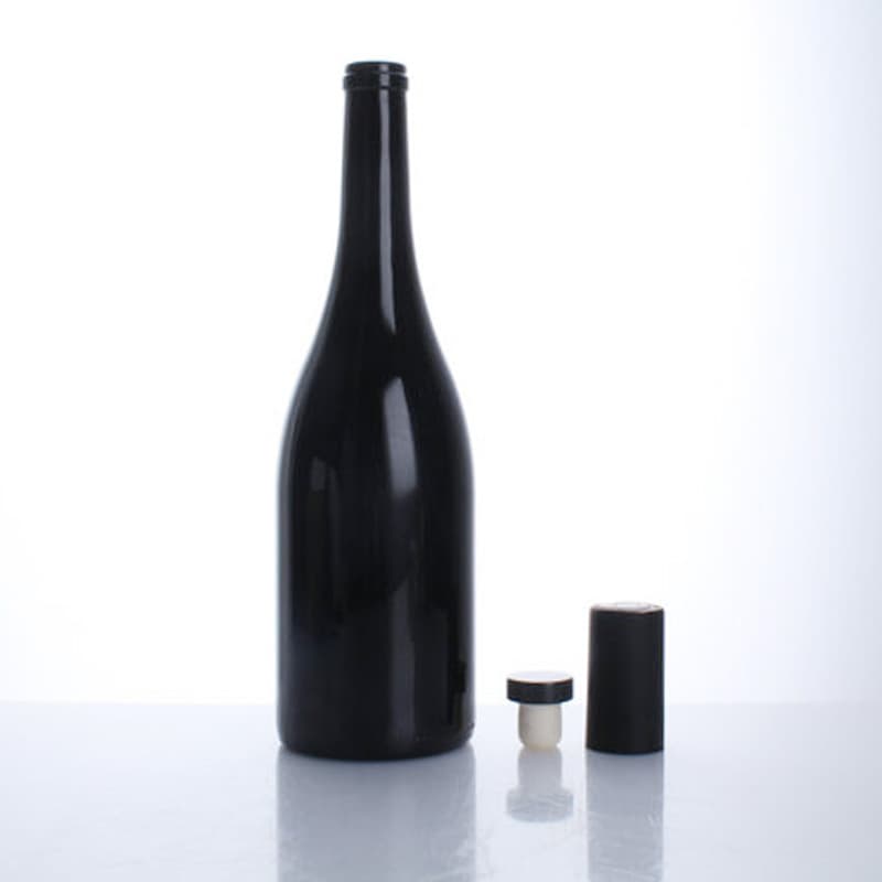 High Quality Empty 750ml Burgundy Matt Black Glass Wine Bottle Champagne Glass Red Wine Bottle