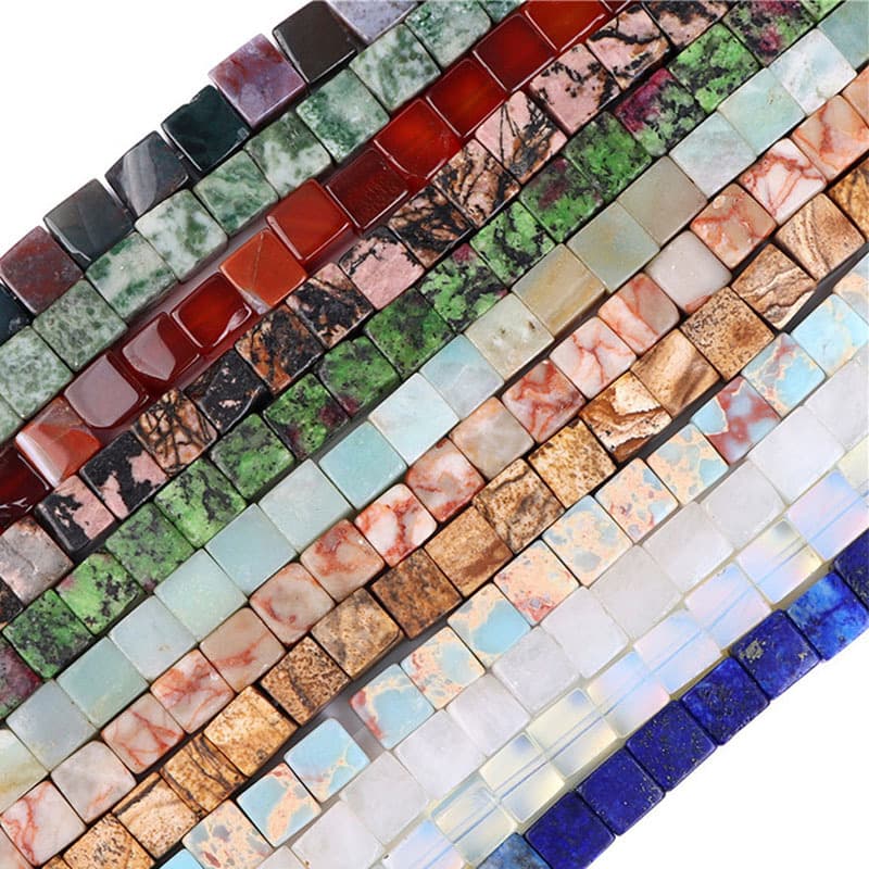 Natural Stone Agate Rounded Square Loose Beads for DIY Jewelry Accessories