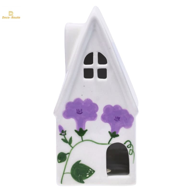 Elegant White Ceramic House with Morning Glory Design