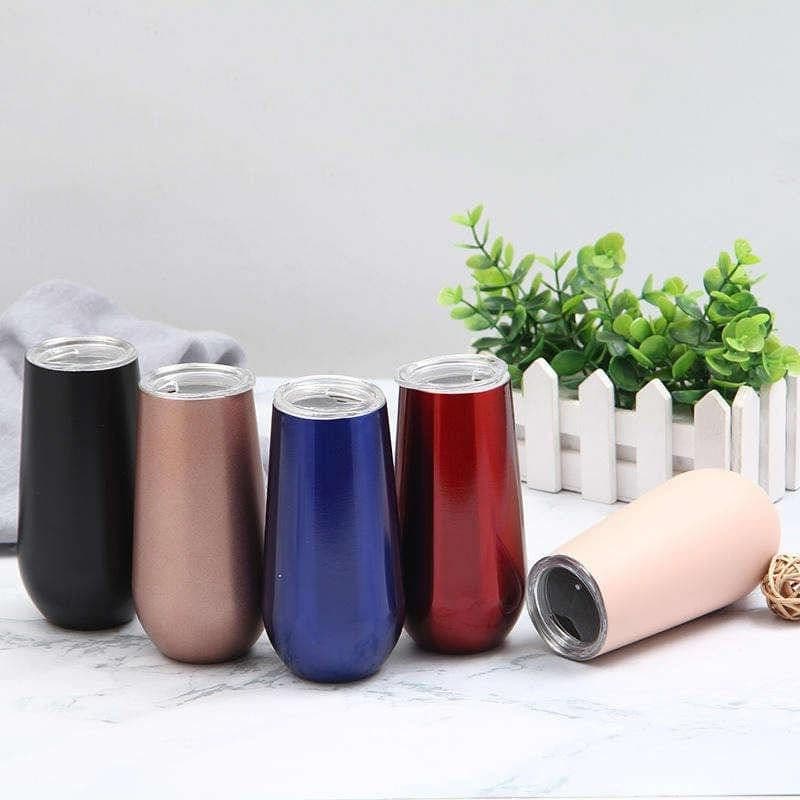 6oz Double Wall Stainless Steel Insulated Champagne Flute Wine Tumbler
