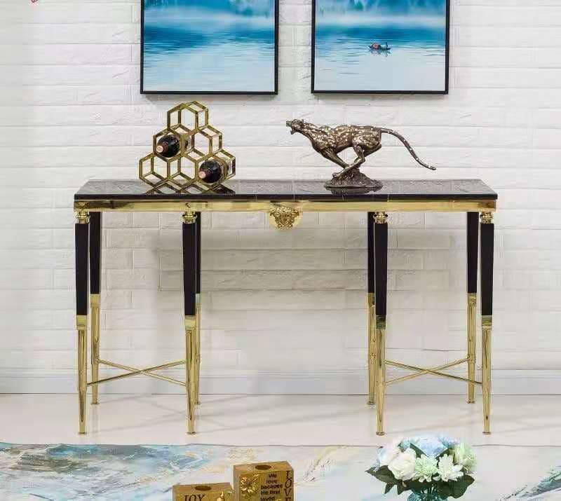 Foshan Furniture Wholesale Home Furniture Living Room Set Luxury Metal Console Table Modern Mirrored Hallway Table for Sale