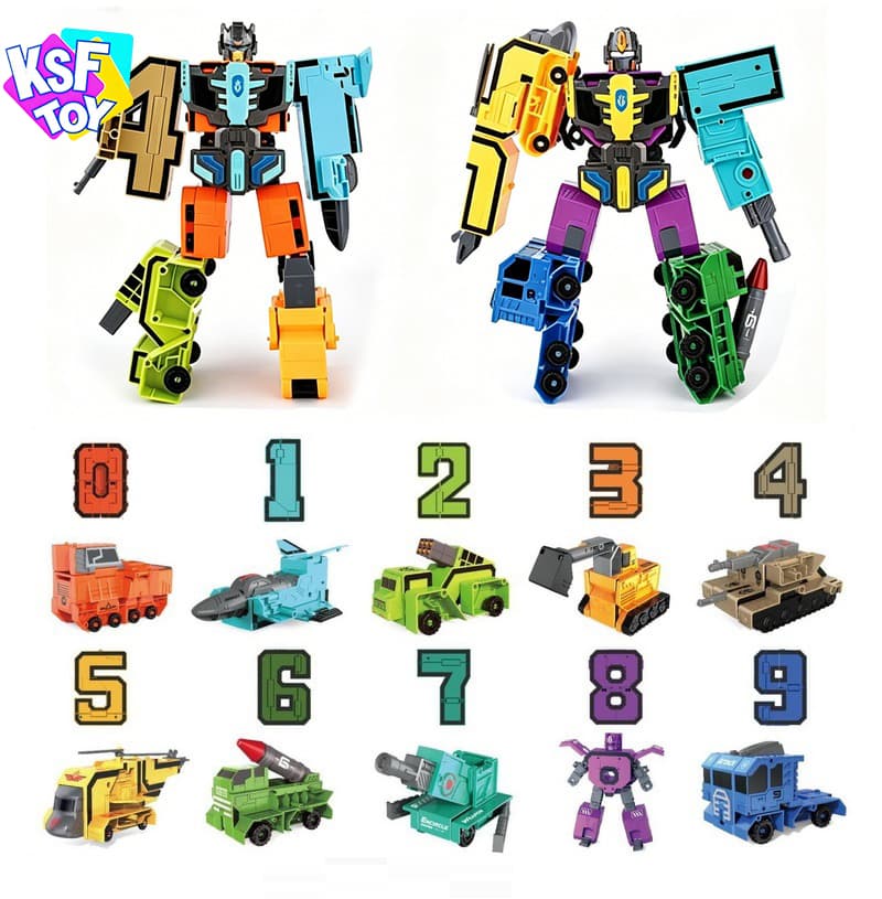 Stem Educational 10 in 1 Number Transformation Robot Large Gift Box Set Montessori Math Learning Giant Action Figure for Boy Stem