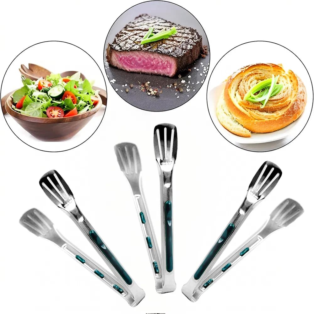 China Factory Hot Sale Premium Kitchen Utensils Multi-Functional Stainless Steel Tongs Heat Resistant Barbecue Food Clip