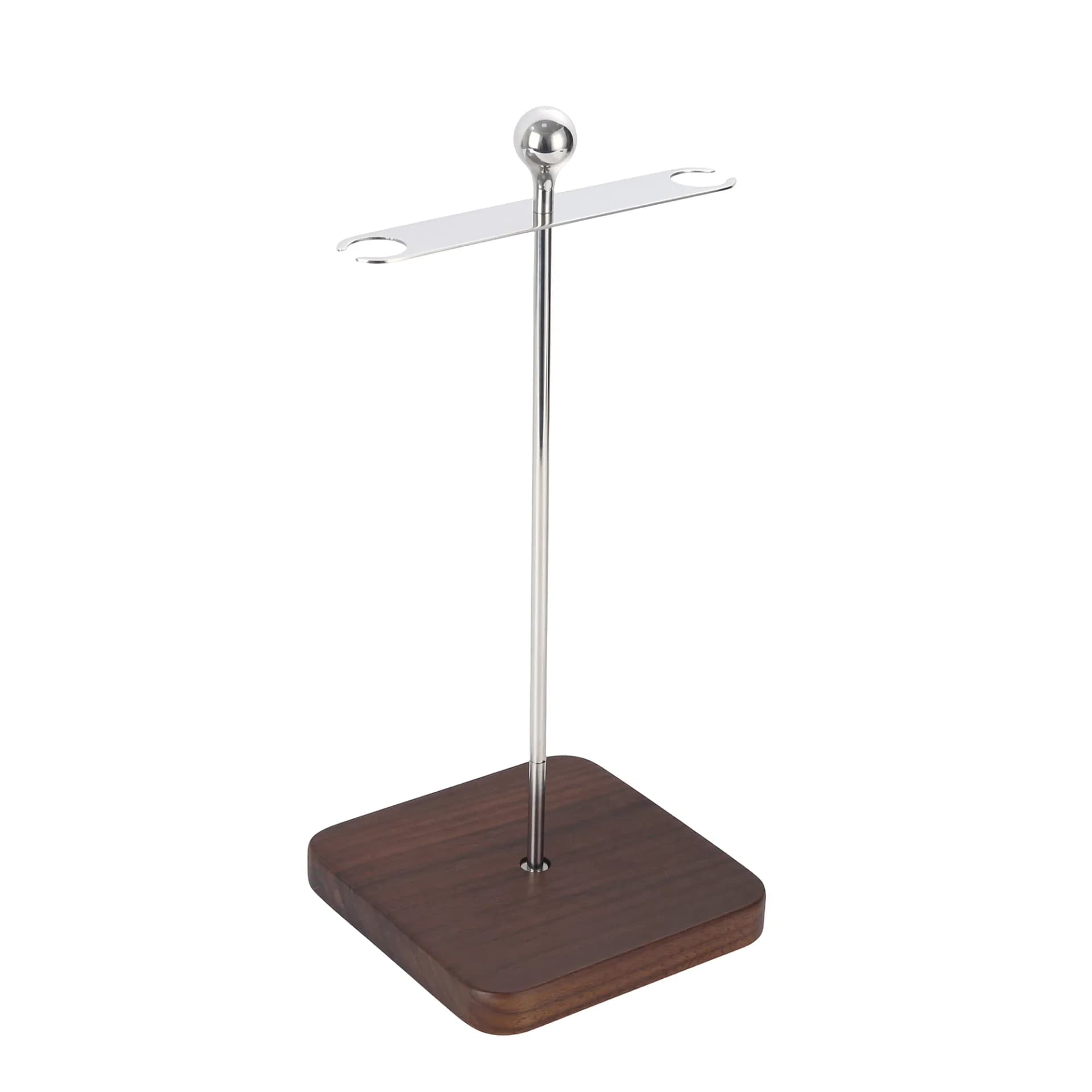 Wooden Base Stainless Steel Hook Rack Household Table Top Hanging Organizer Stand