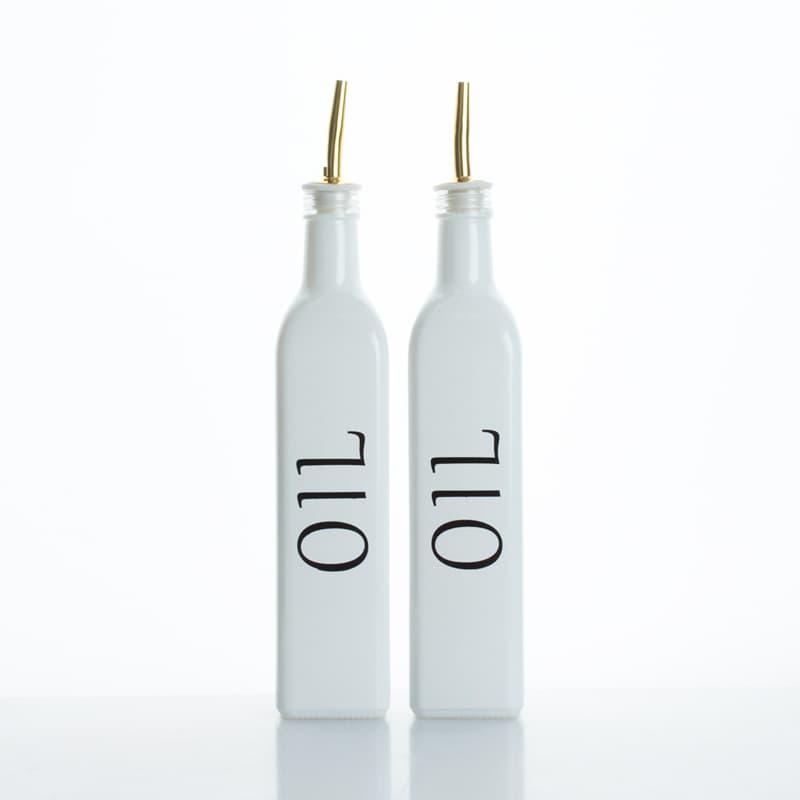 Custom Empty Square 500ml Olive Oil Glass Bottle with Plastic Pourer Caps