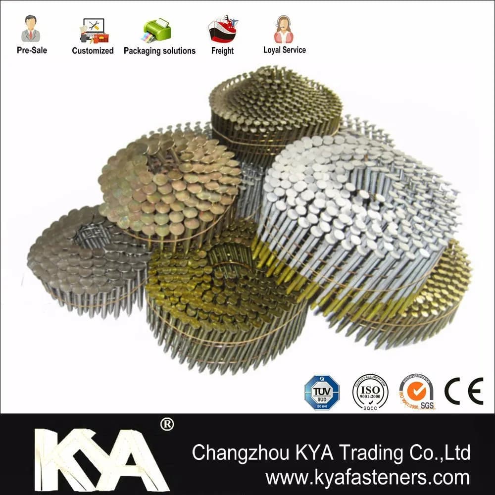 Pneumatic Conical Zinc Coil Nails for Packaging, Roofing, Fencing