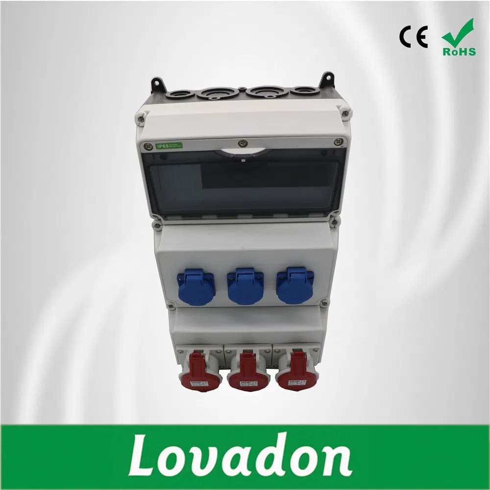 PC Waterproof Electrical Junction Box Combined Industry Plug Socket 12 Way Distribution Box