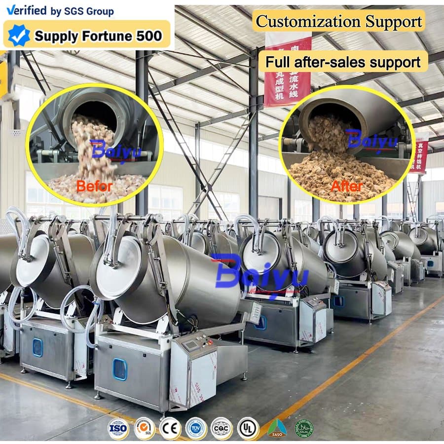Baiyu Automatic Vacuum Mixing Tumbler for Meat Seasoning and Tenderizing