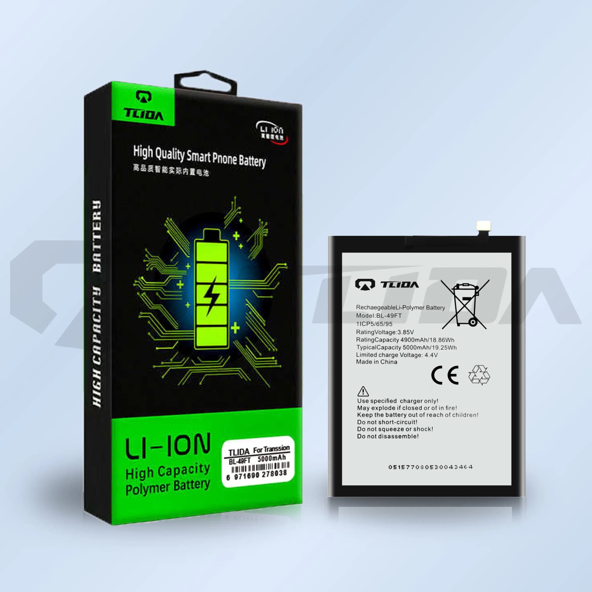 Tlida Mobile Phone Battery All Models for Infinix Tecno Itel 25bt Bl-44CT 25bi 21bi Bl-49FT/49fx/49gx/39lx/51bx/49nx/49lx Repair Parts Factory Direct Sales