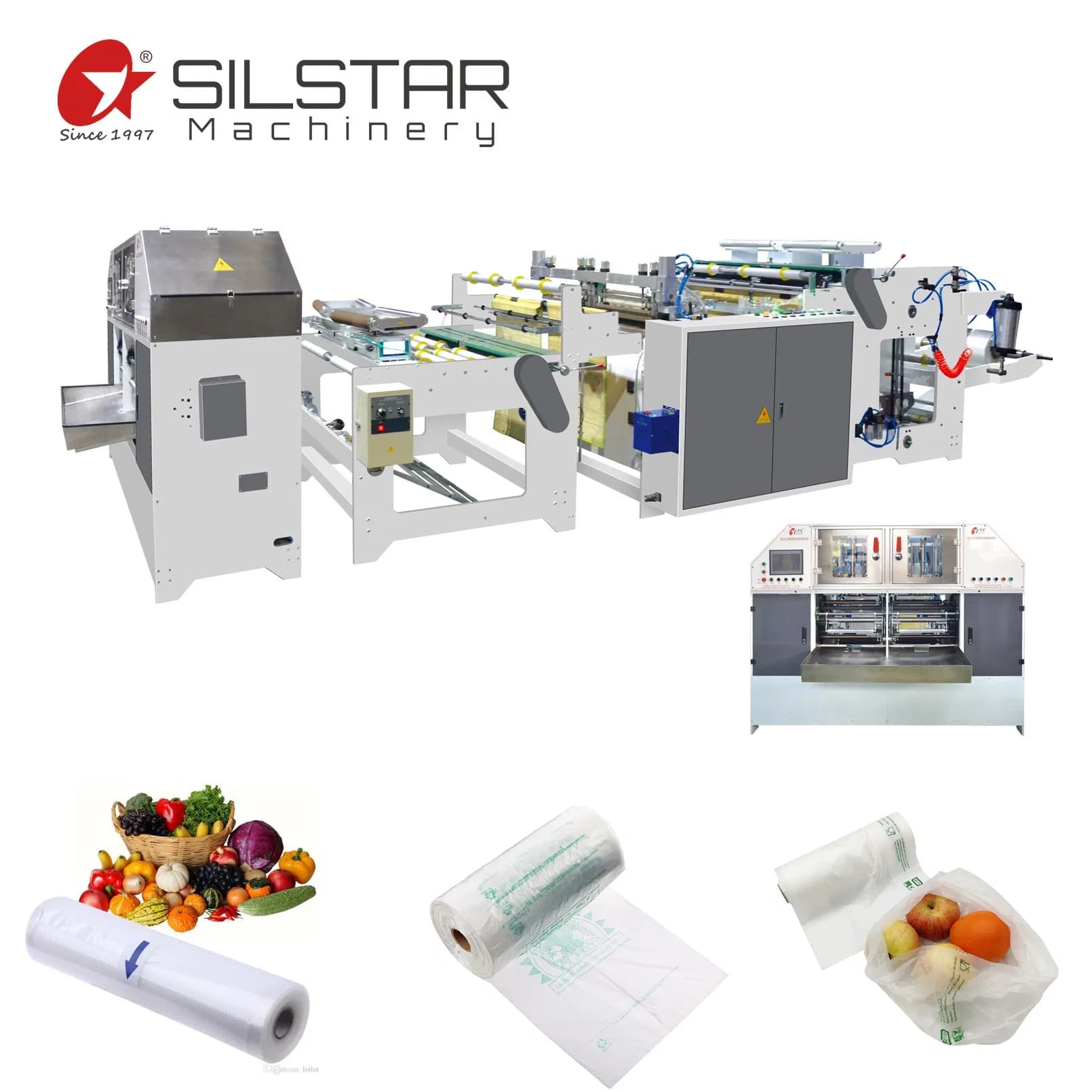 Double Lines Automatic Food Packing Flat Bag Making Machine with Core