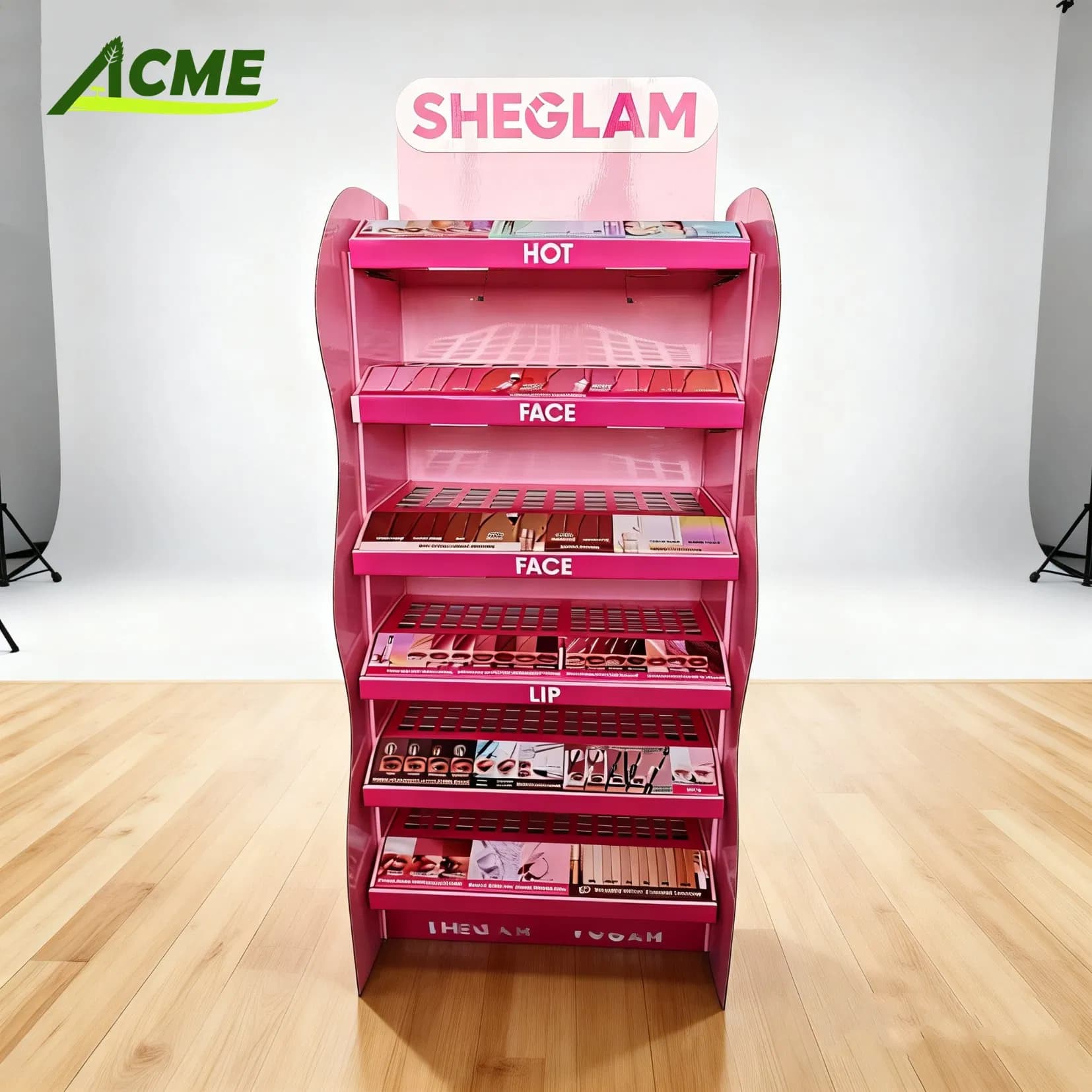 Eco-Friendly Custom Supermarkets Paper Pop POS Retail Shelf Rack Cosmetic Cardboard Display Stand
