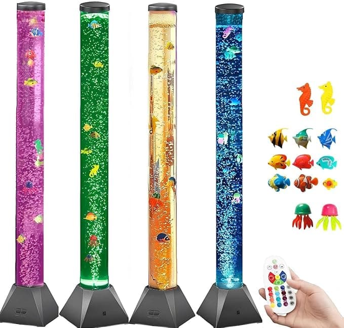 Sensory Bubble Tube Night Lamp, LED Water Fish Lamp for Kids with Autism Adhd, Stress Relief Calming Light for Adults, Bedroom Living Room Decor