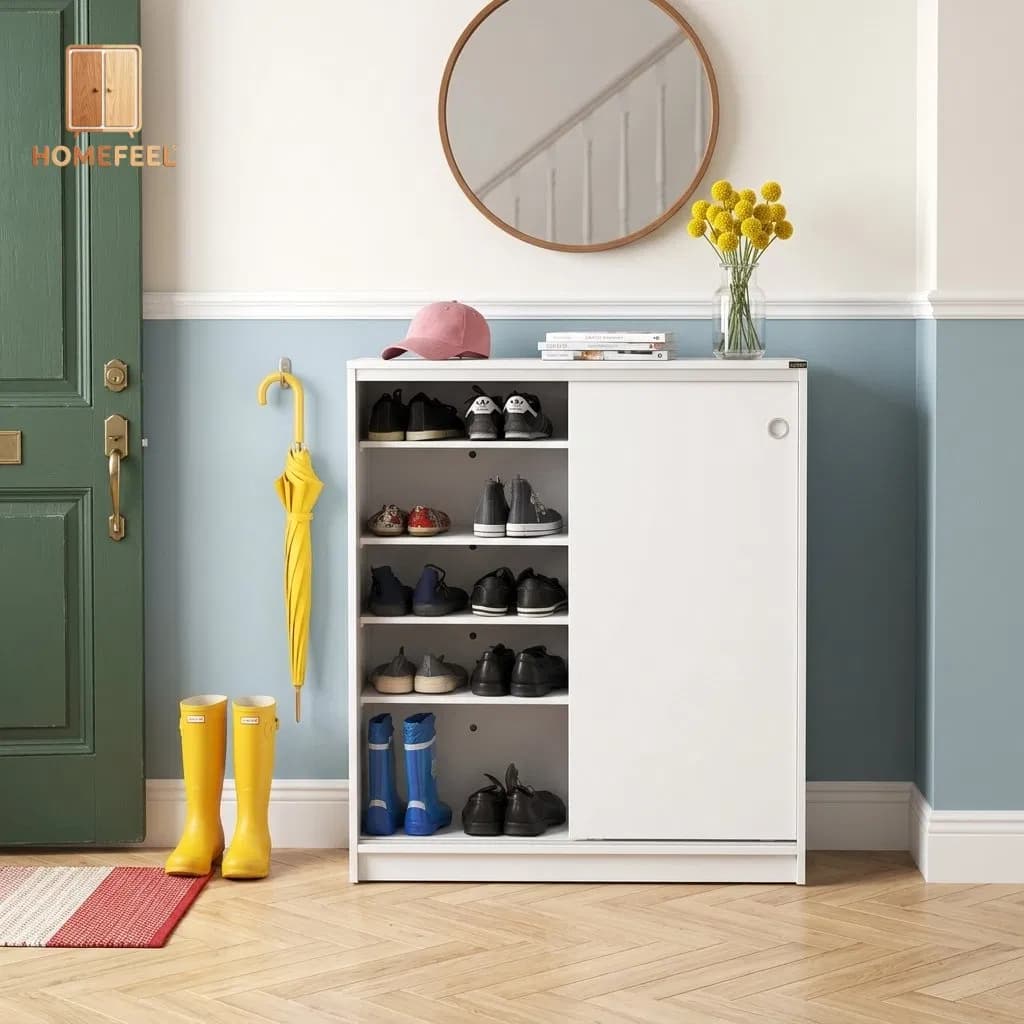 Sliding Door Melamine Coated Shoe Storage with Ventilation Holes