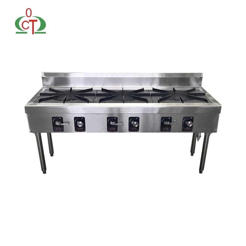 Freestanding Gas Stove Standing Gas Cooker Stainless Steel Cooking Range with Cast Iron Burner for Home and Restaurant Use