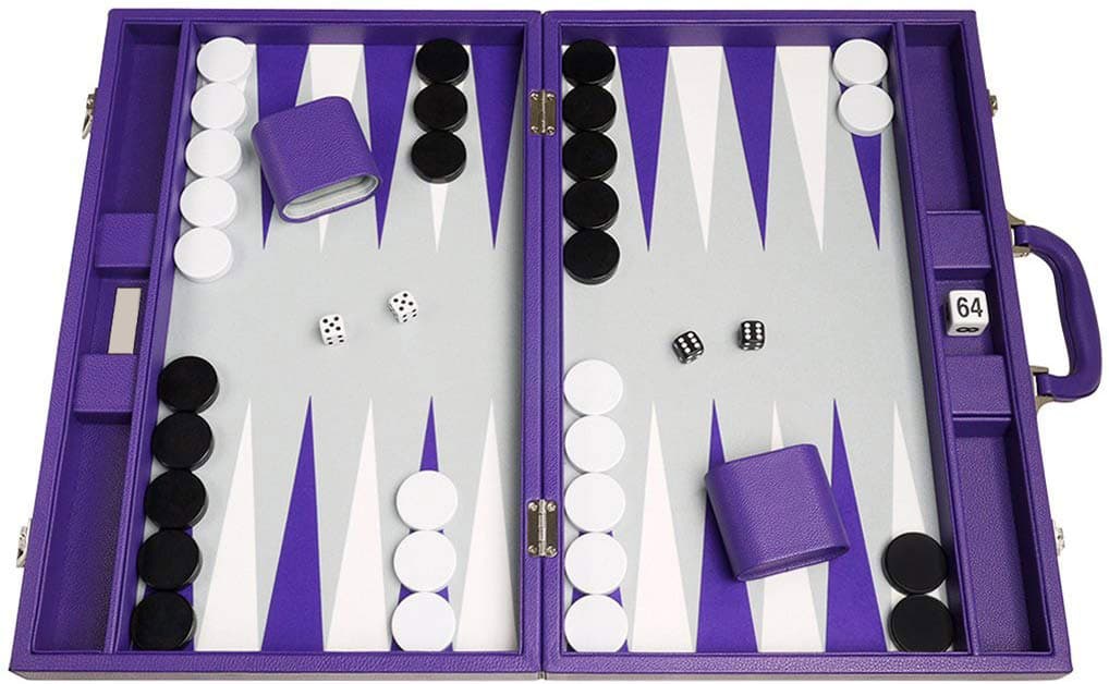 2025 New Design New Innovation Luxury Purple Leather Gifts Backgammon Game Set International PU Leather Rolled up Backgammon Packaging Box