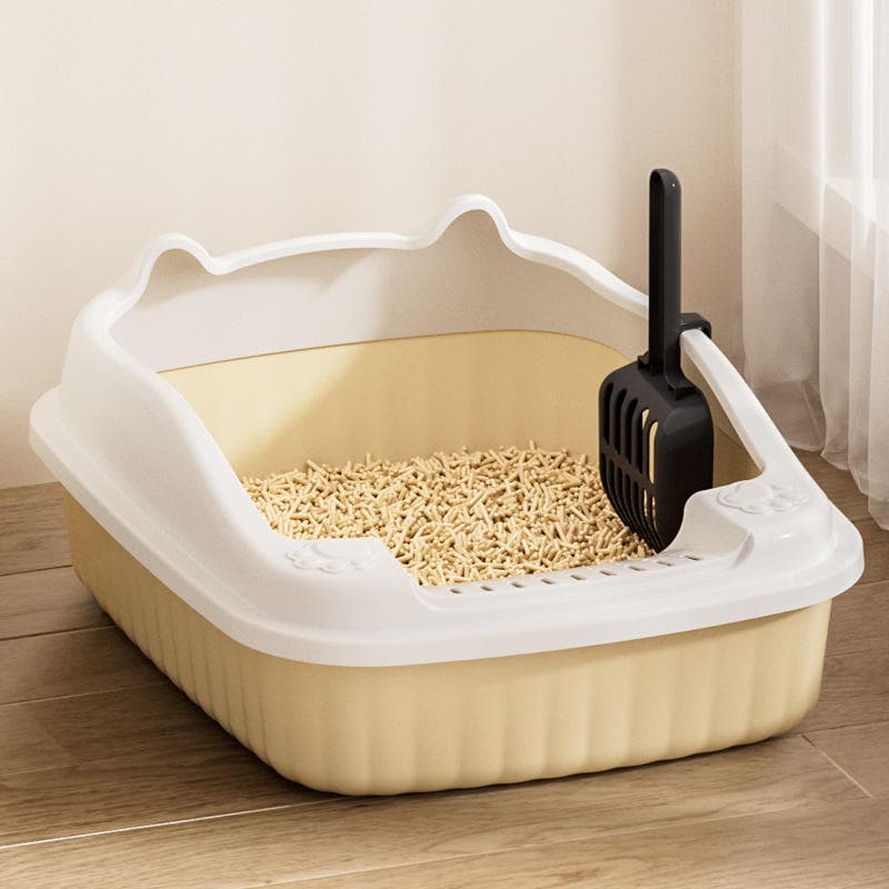 Extra Large Open Splash-Proof Plastic Cat Litter Box with 20L Inner Space