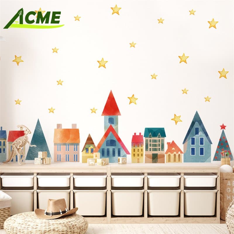 Removable House Star Wall Border Stickers for Kids Bedroom