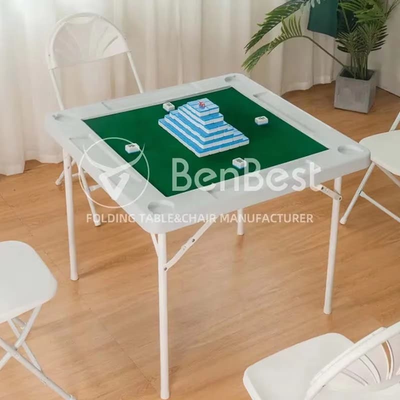 Affordable White Folding Mahjong Table for Schools, Gyms, and Hotels