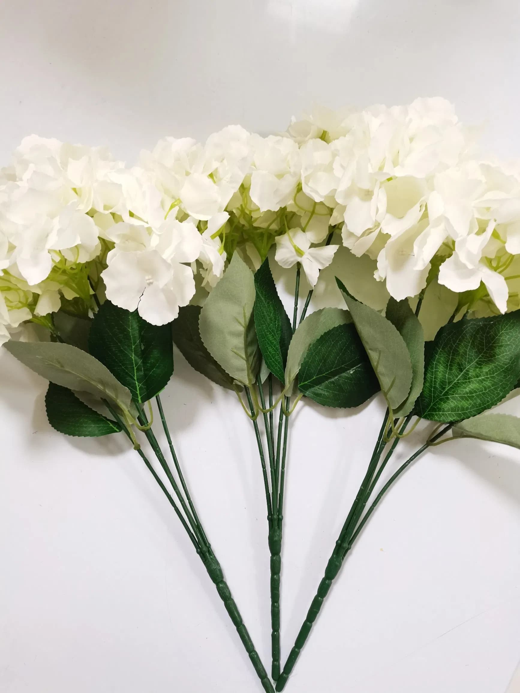 High Quality Big Head Silk Hydrangea with Leaf Short Stem Artificial Wedding
