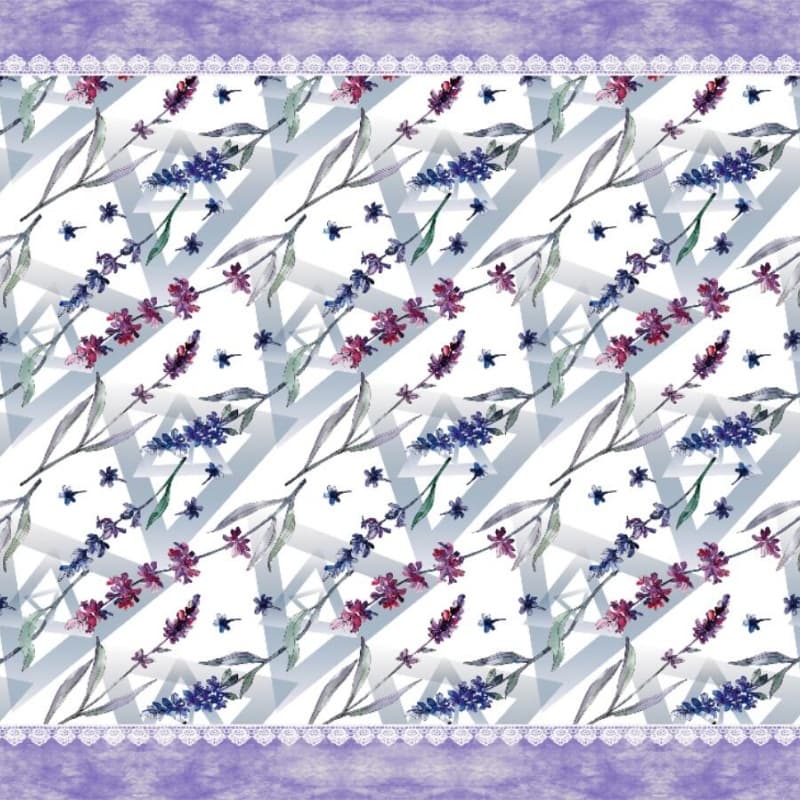French-Style Digital-Printed Polyester Tablecloth – Rectangular, Purple Lavender Design