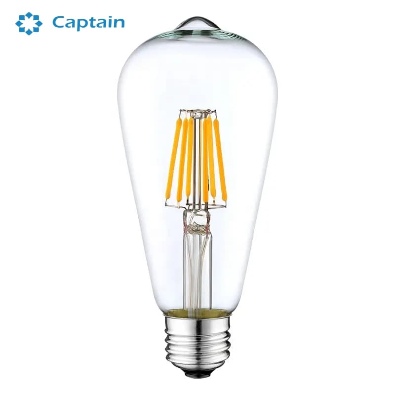 St64 E27 2700K 3000K 4000K 120V 220V Clear Glass LED Edison Filament Bulb for Vintage Lighting