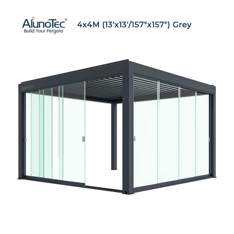 AlunoTec Factory Price Pergola Balcony Waterproof Sliding Glass Door