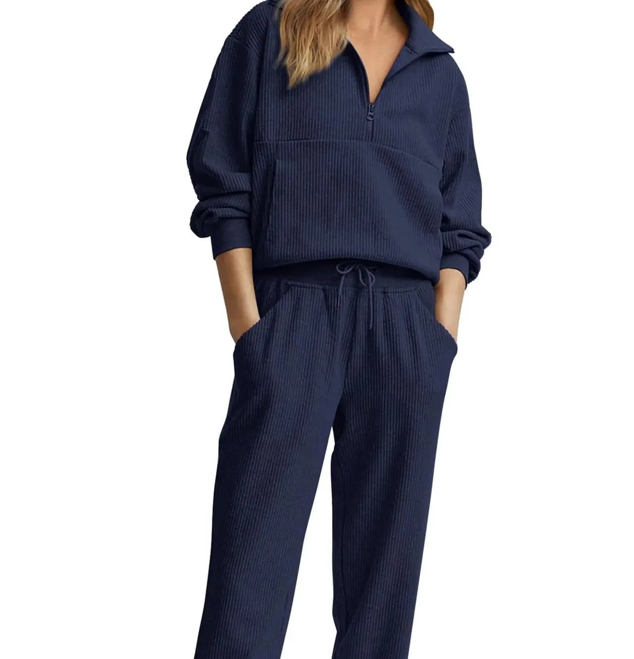 Women's Fashionable Half-Zip Sporty Casual Wear Sets