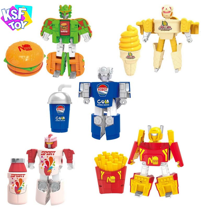 Collectible Single Fast Food Bot Burger Fries Transformation Toy for Vending Machine Prizes Pocket Size Action Figure