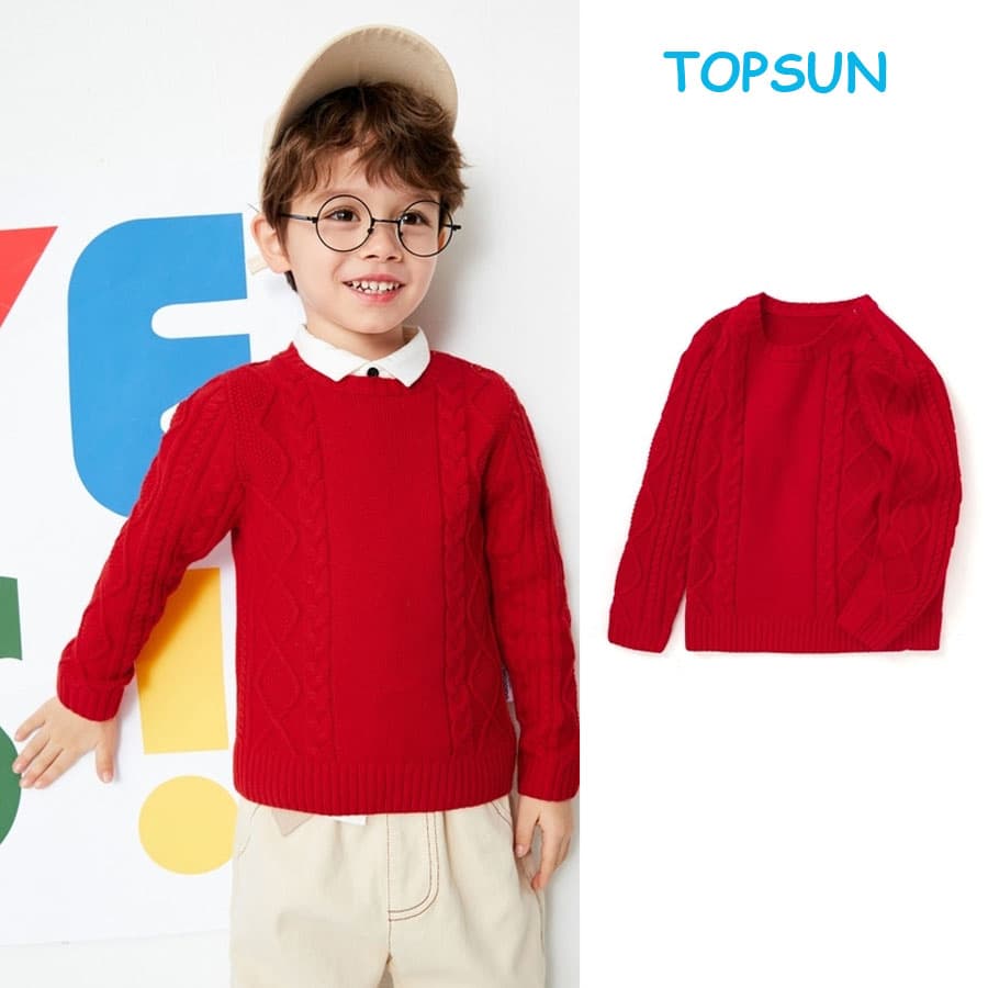100% Acrylic Wavy Plain Long Sleeve Knit Sweater Cardigan for Boy