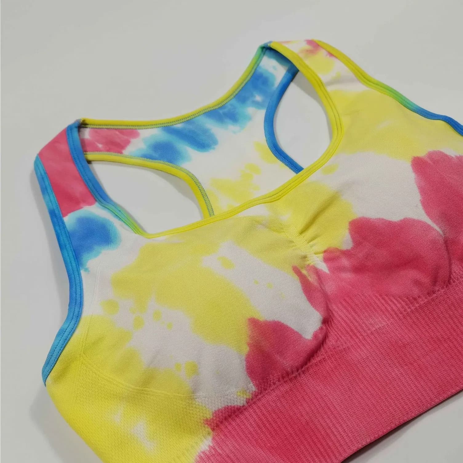Wholesale Europe's Latest Seamless Tight Tie-Dyed Underwear Sports Bra Breathable Comfortable Yoga Tops