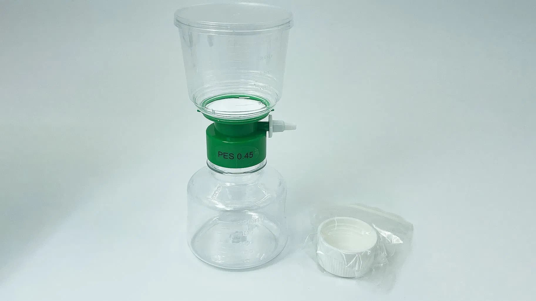 Disposable Sterile Vacuum Filter 500ml Membrane PVDF 90mm 0.22um Bacteria Removal Filter