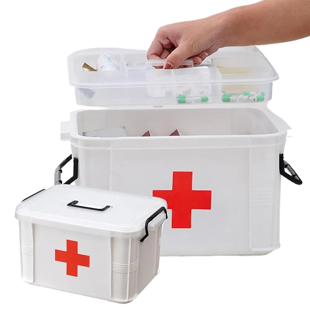 Large Capacity Portable Plastic Pill Medicine Storage Box Household Heavy-Duty Thickness Storage Bin Medicine Chest
