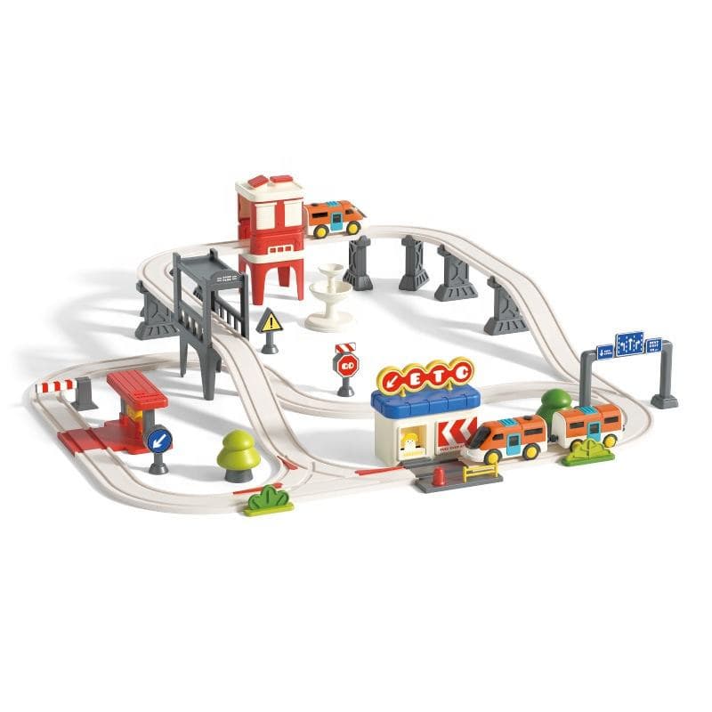 Juguete Wholesale Kids Shantou Factory, Plastic Electric High-Speed Train Track Toy with Lights, City Forest Theme, Simulation Track Set Toy